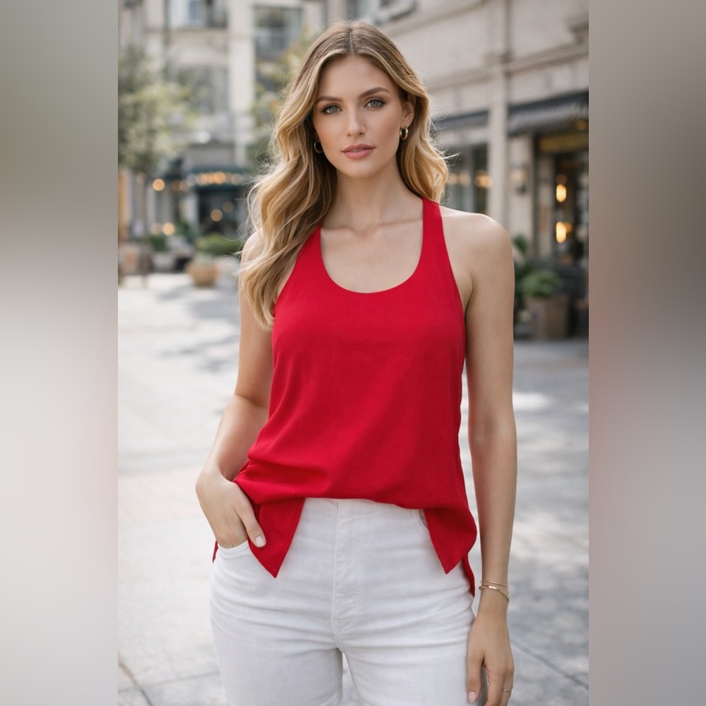 BCBGMaxAzria Red Sleeveless Racerback Tank Top – XXS